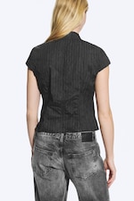 Striped Black - Asymmetric buttoned top - 3