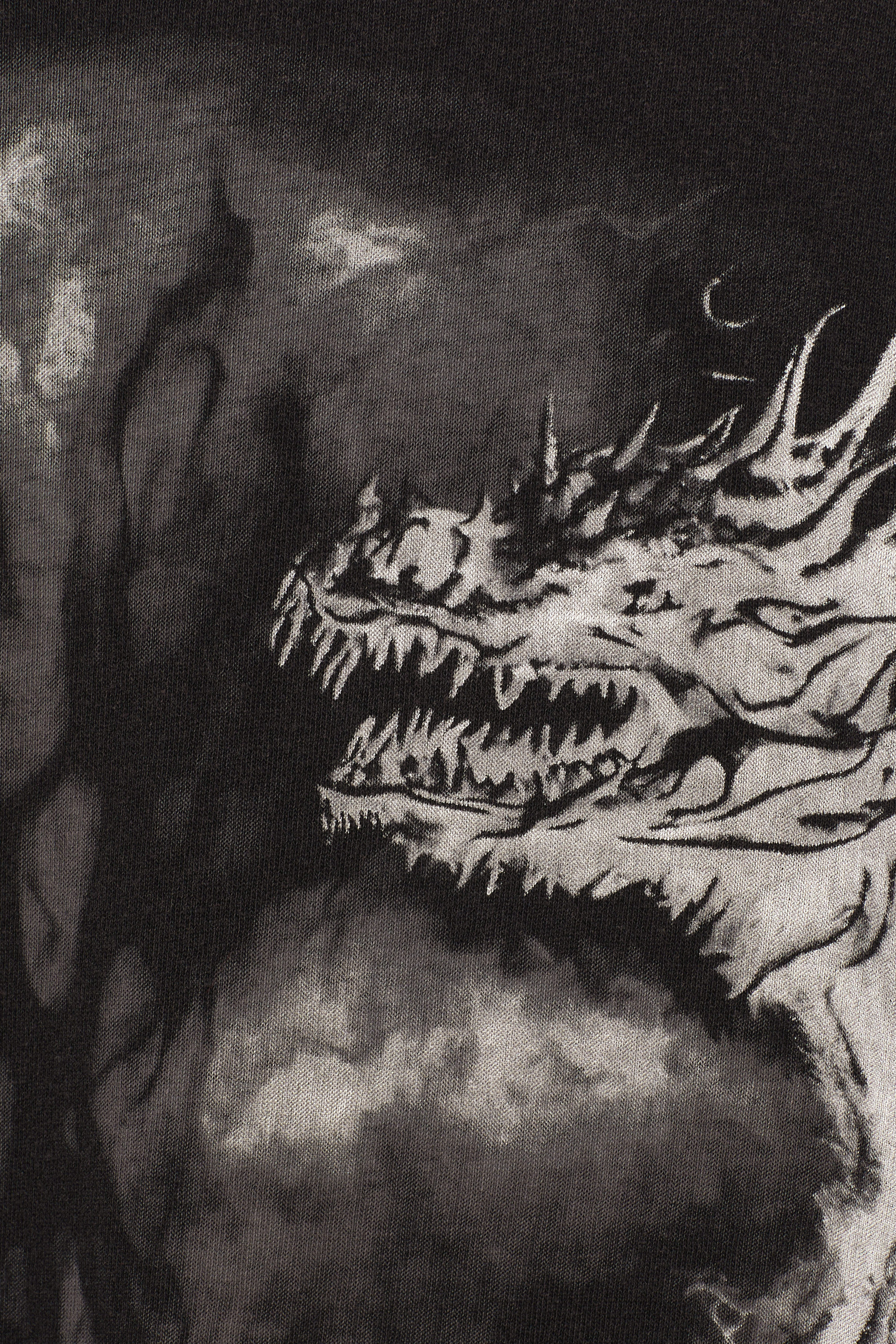 Black - Dragon - Wide Oversized Printed T-shirt - 4