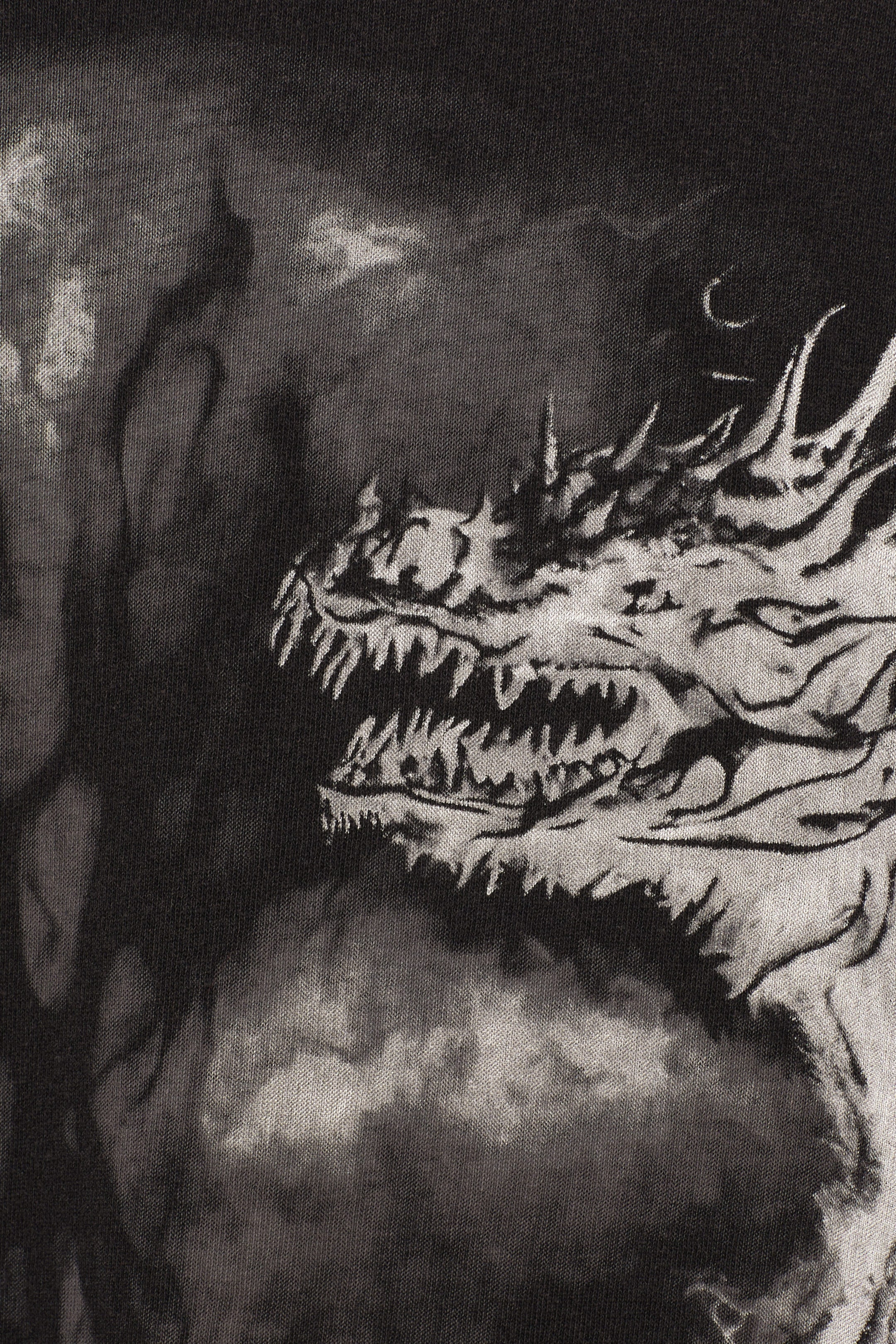 Black - Dragon - Wide Oversized Printed T-shirt - 1