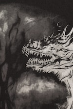 Black - Dragon - Wide Oversized Printed T-shirt - 1