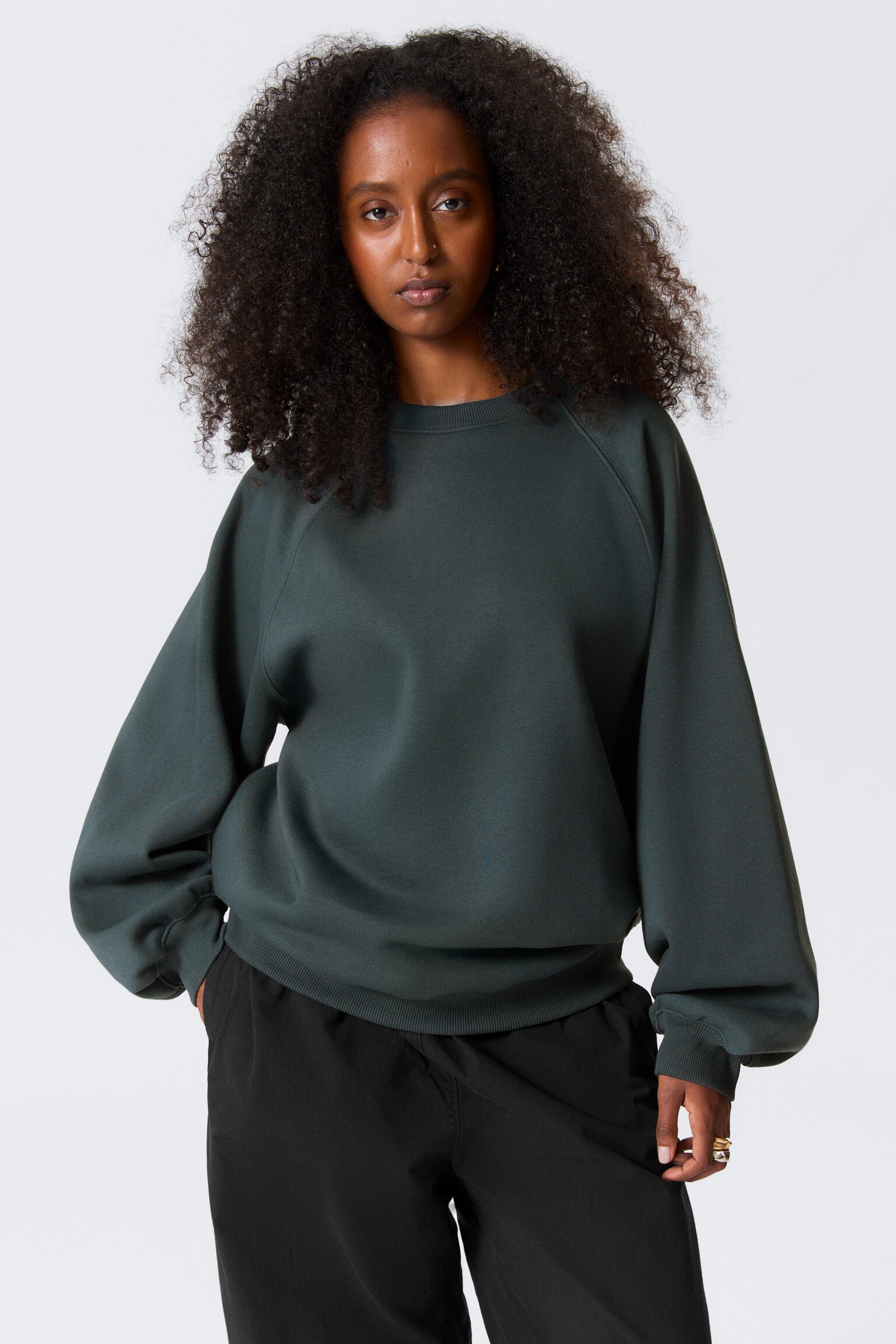Maglia pesante dalla vestibilità loose - Verde petrolio/Grigio mélange