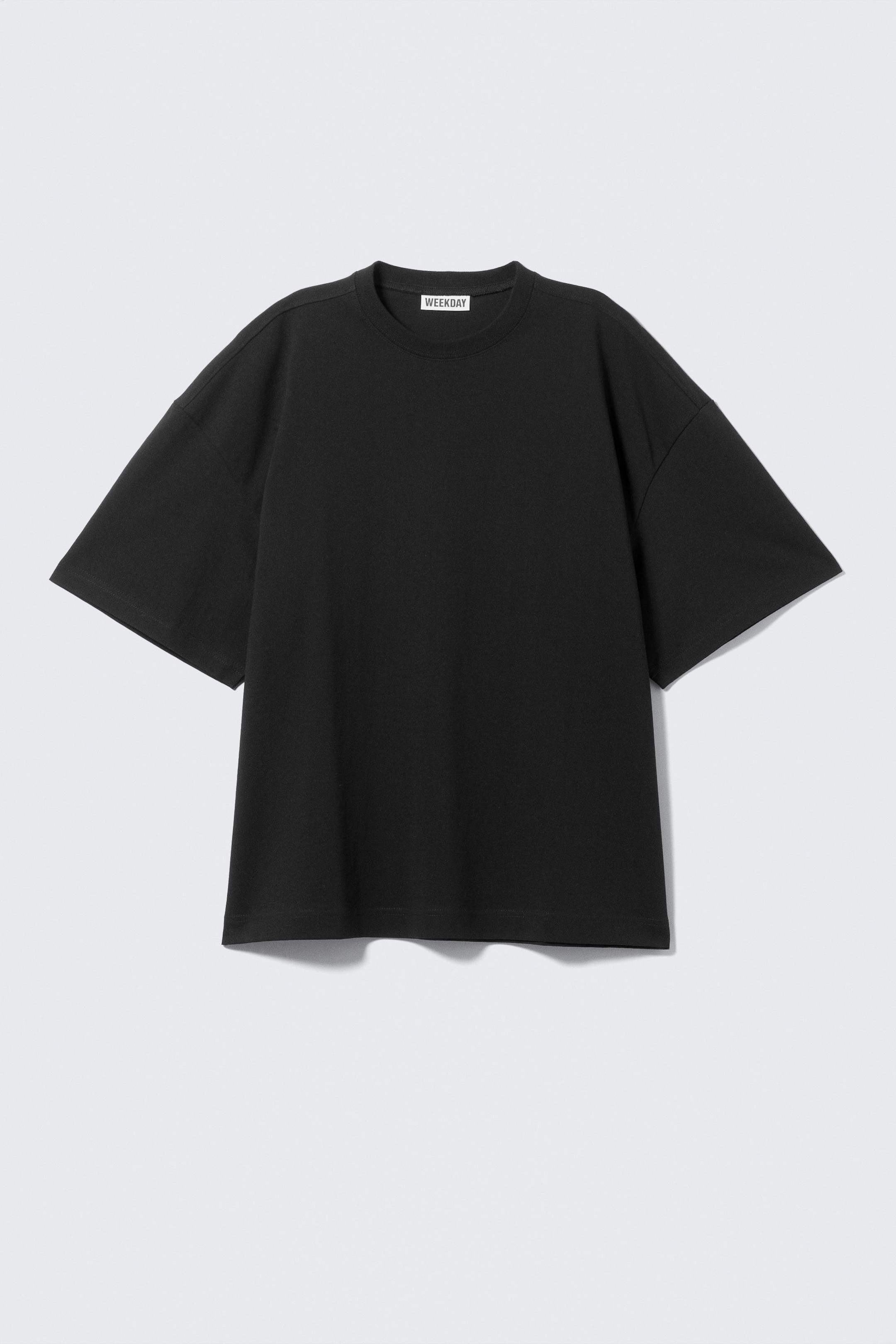 Black - Oversized Short-Sleeved Cotton T-shirt - 1