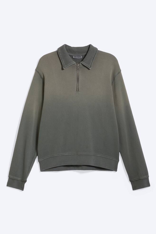 Quarter zip sweatshirt - Washed Dark Green/Dusty Light Melange - 1