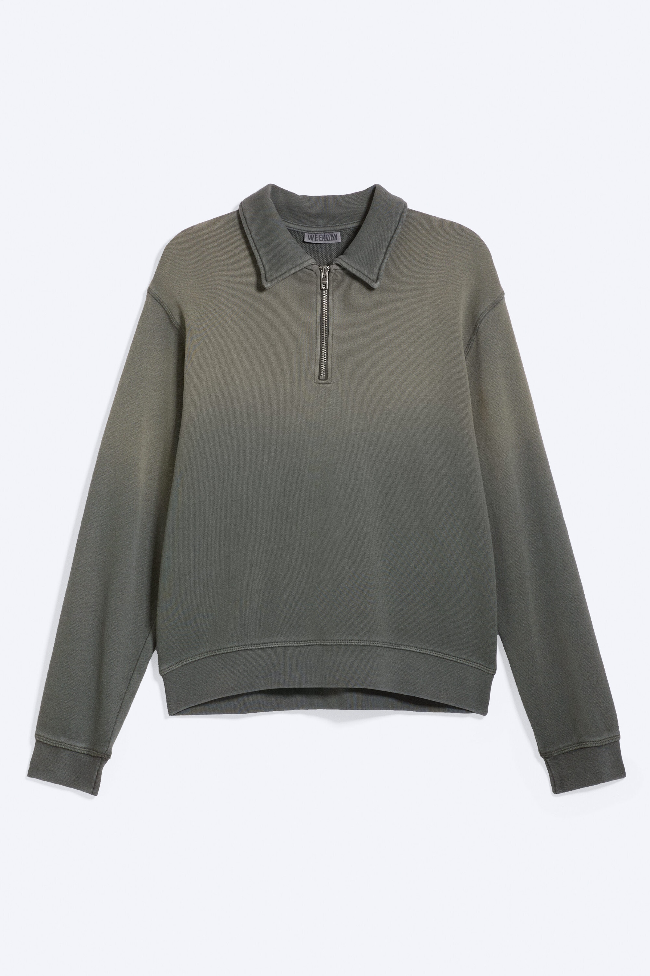 Tvättad Mörkgrön - Sweatshirt med kvartszip - 4