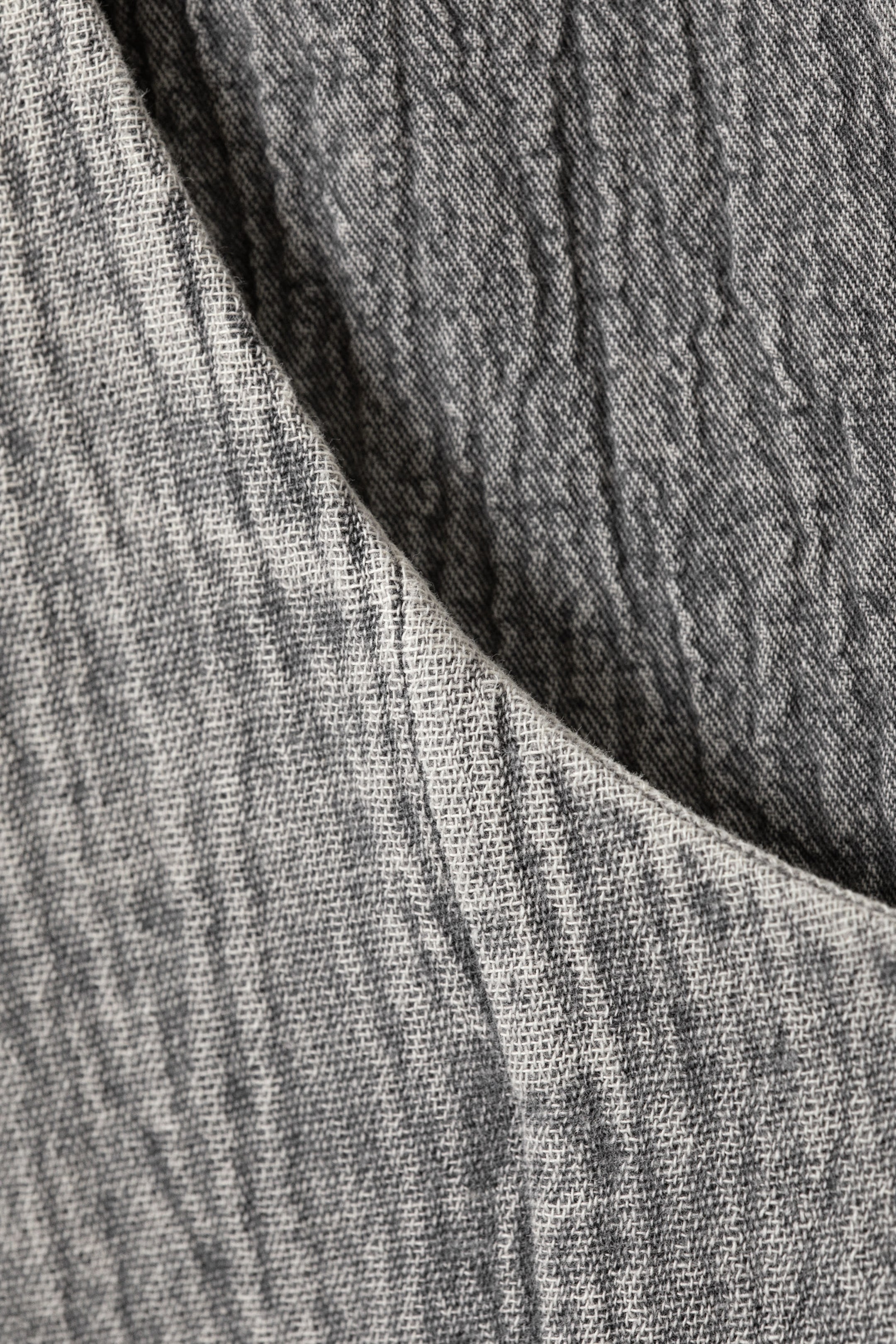 Washed Grey - Flared Boat-neck Mini Twill Dress - 6