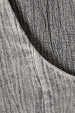 Washed Grey - Flared Boat-neck Mini Twill Dress - 5