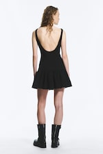 Black - Sleeveless Twill Mini Dress - 2
