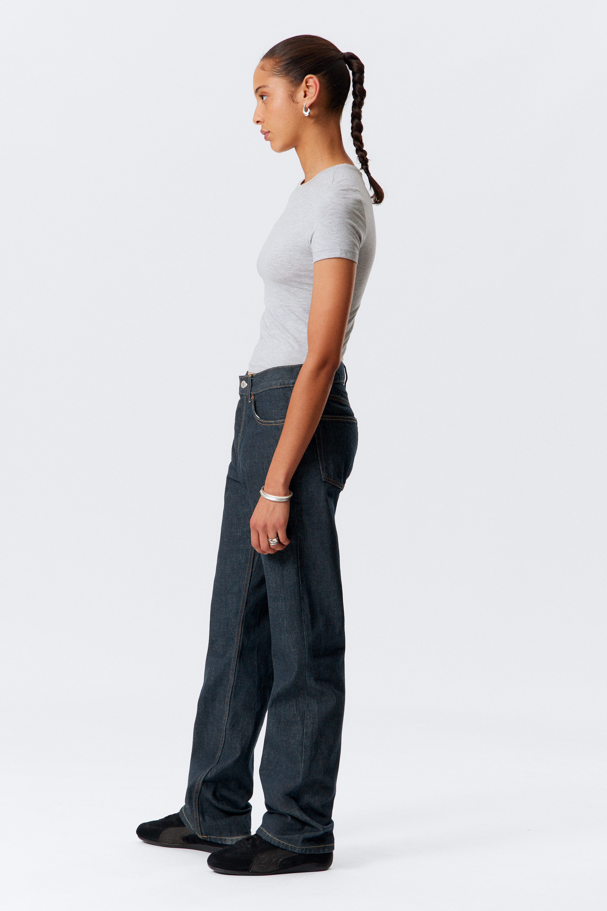 Blue Rinse - Orbit Mid Waist Regular Straight Leg Jeans - 5