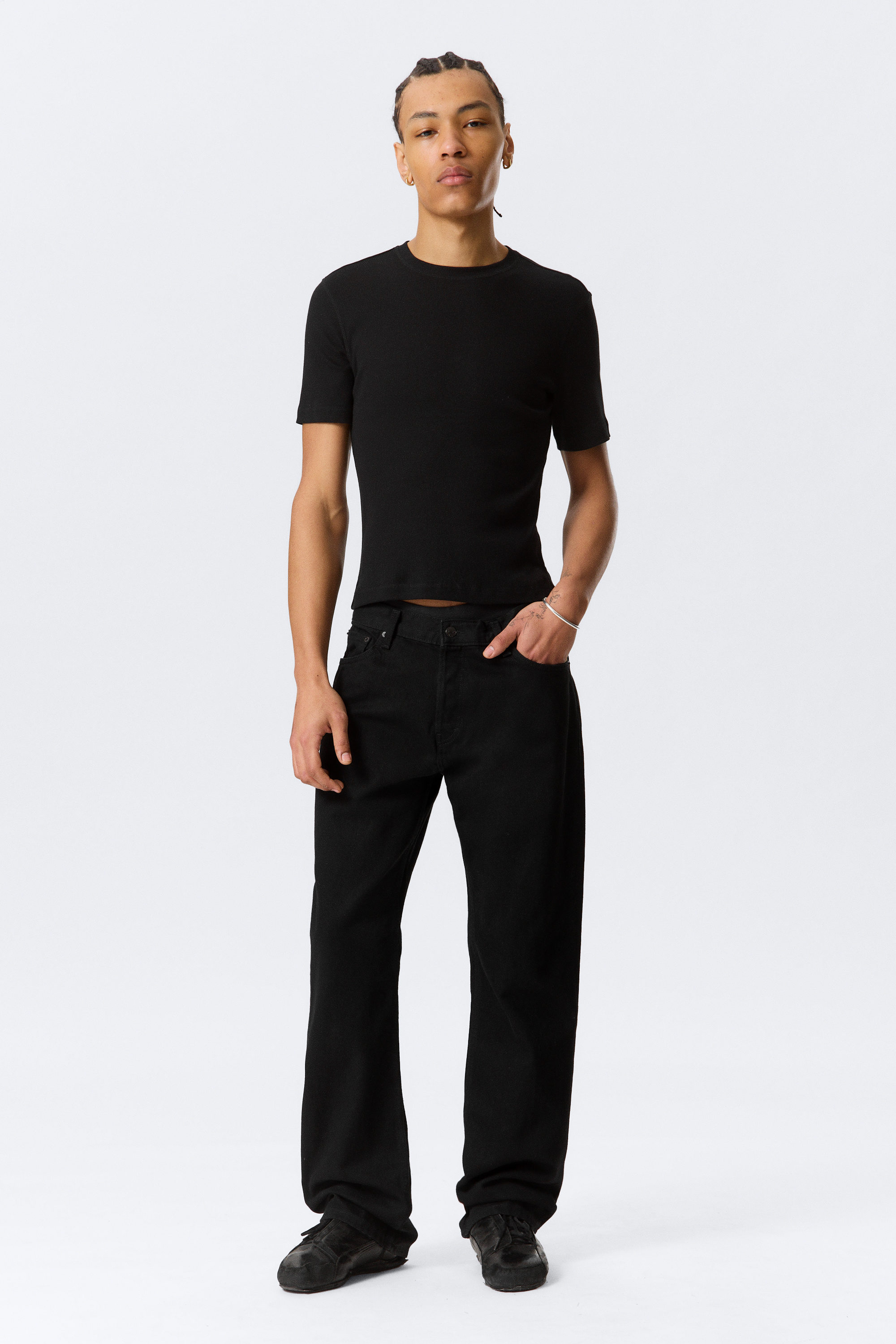 meteor low rise relaxed straight jeans - Black Rinse – Zwart