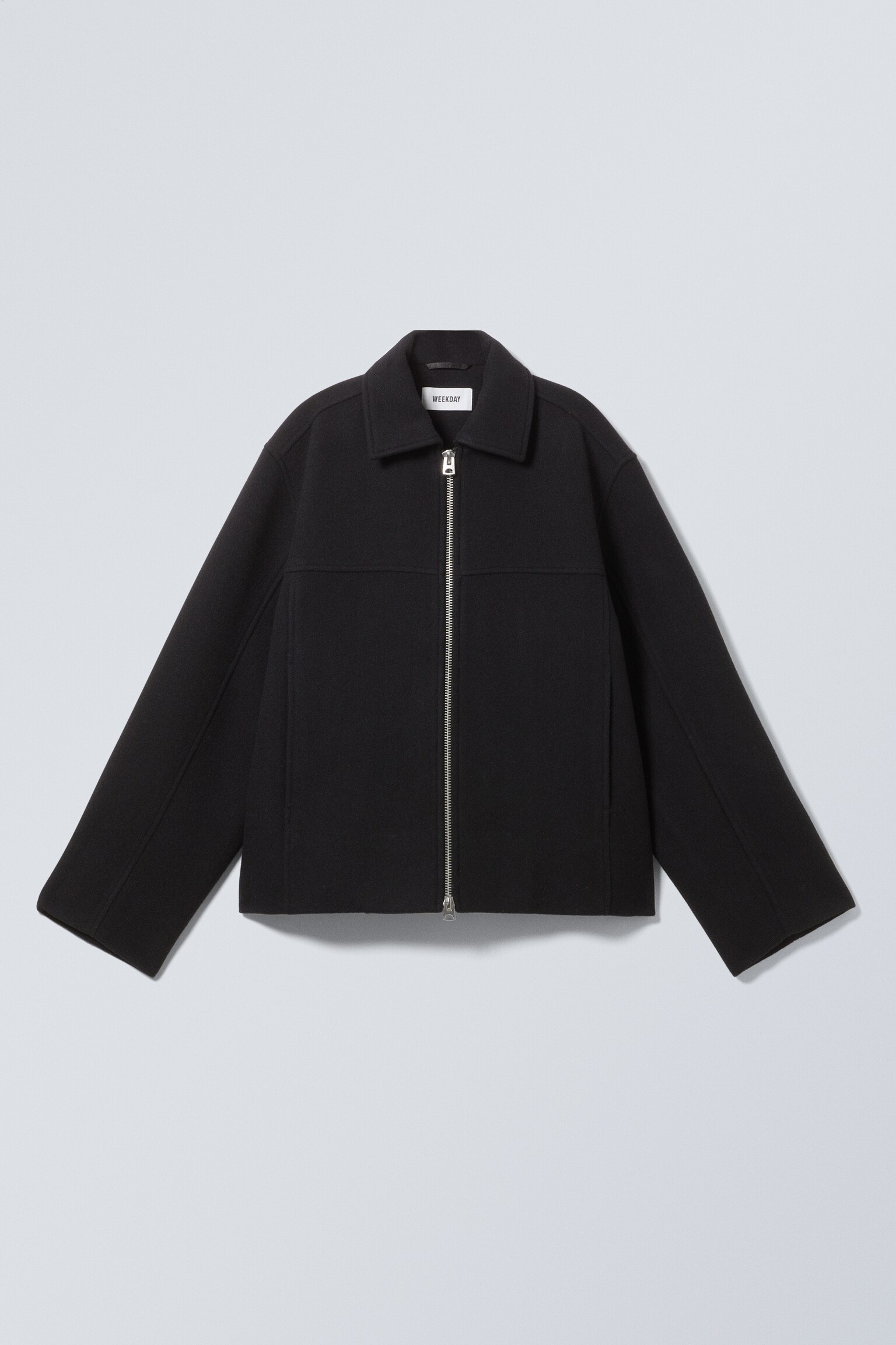 Short Wool Blend Jacket - Black