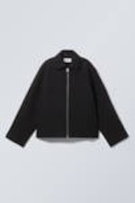Black - Short Wool Blend Jacket - 0