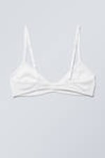 White - Rib Scoop Cotton Bra - 1