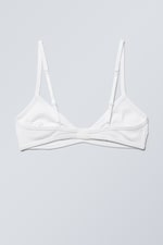 Wit - Geribde katoenen beha met lage hals - 1