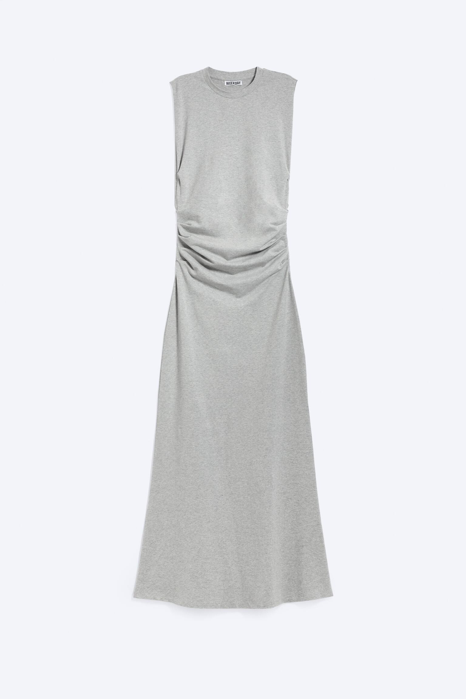 Geplooide mouwloze maxi-jurk - Grijs gemêleerd/Zwart - 2