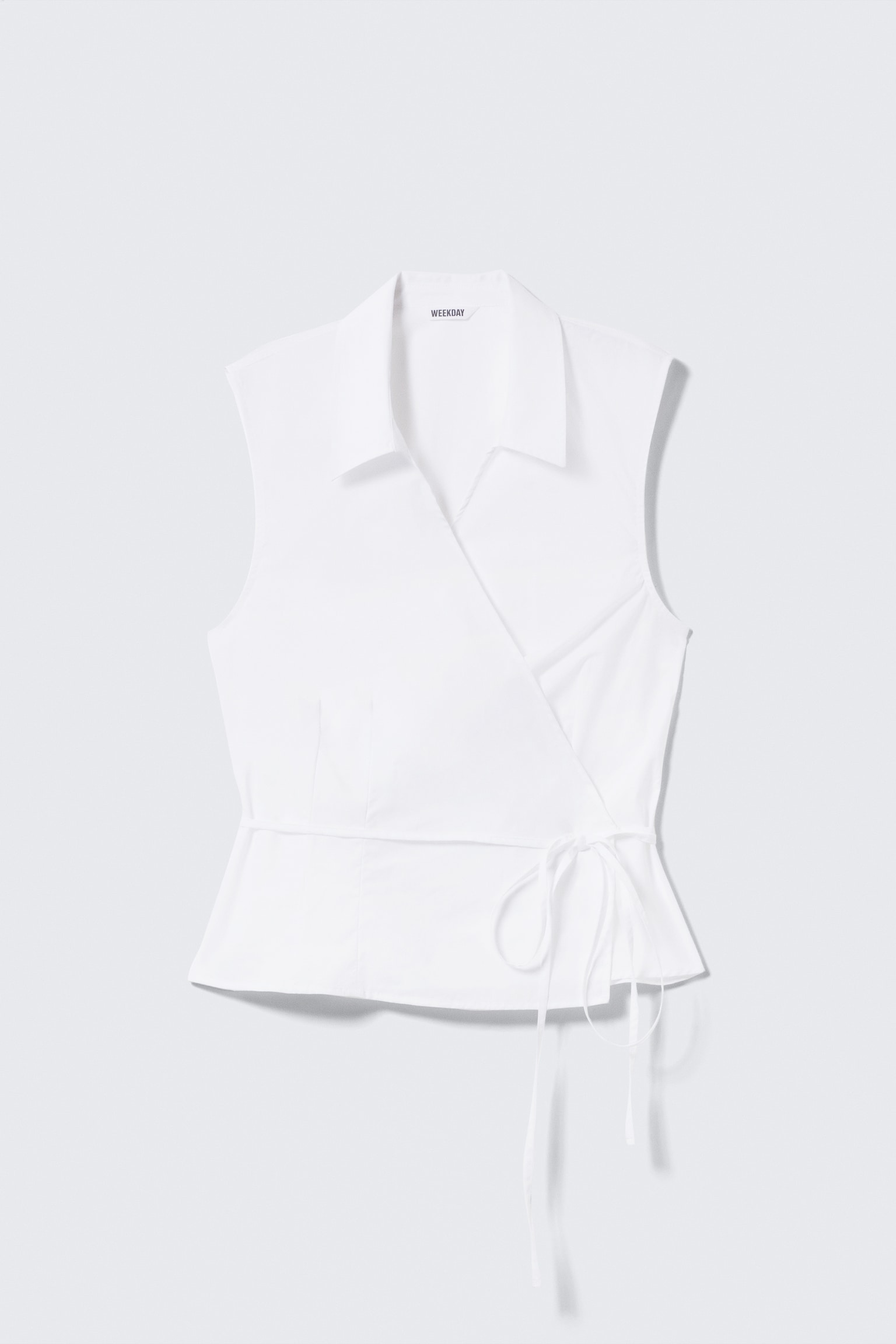 Sleeveless Cotton Wrap Top - Biela/Čierna - 2