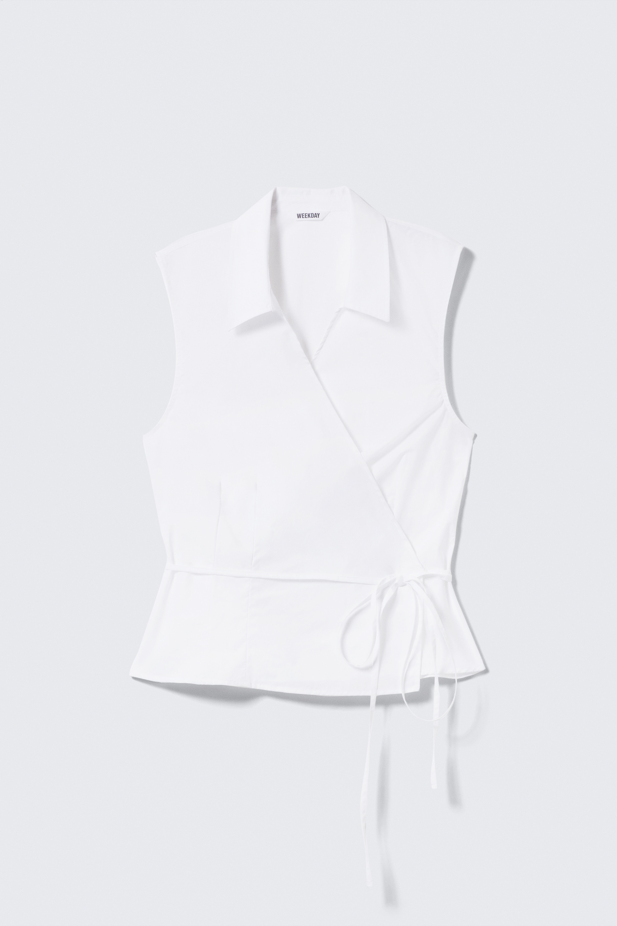 Grotere afbeelding bekijken: Sleeveless Cotton Wrap Top - Wit - DAMES | H&M BE 4