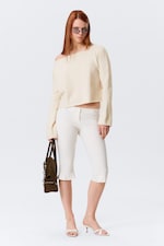 Light White - Soft Knit Boat-Neck Sweater - 1