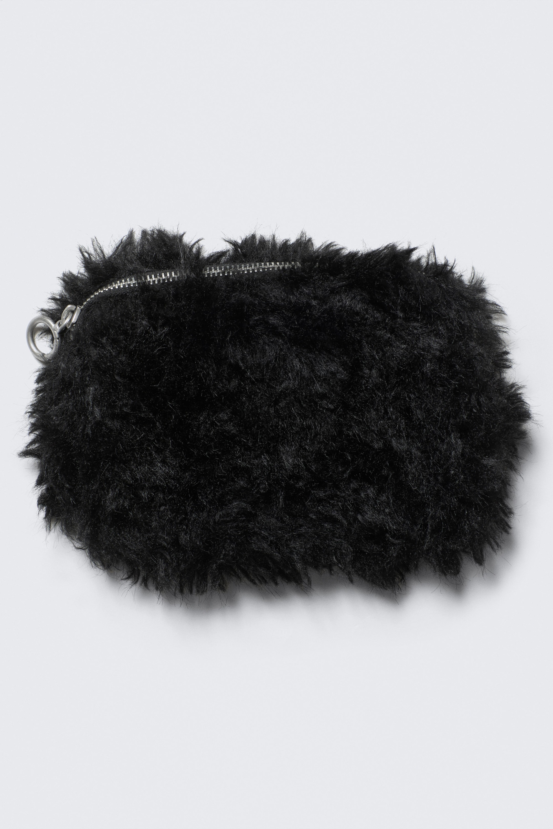 Black - Faux Fur Medium Zip Purse - 1