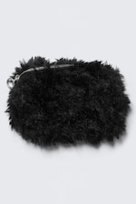 Black - Faux Fur Medium Zip Purse - 0