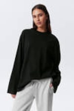 Black - Oversized Long Sleeve T-shirt - 0