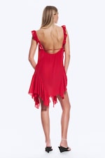 Bright Red - Sleeveless Square-Neck Mini Dress - 3