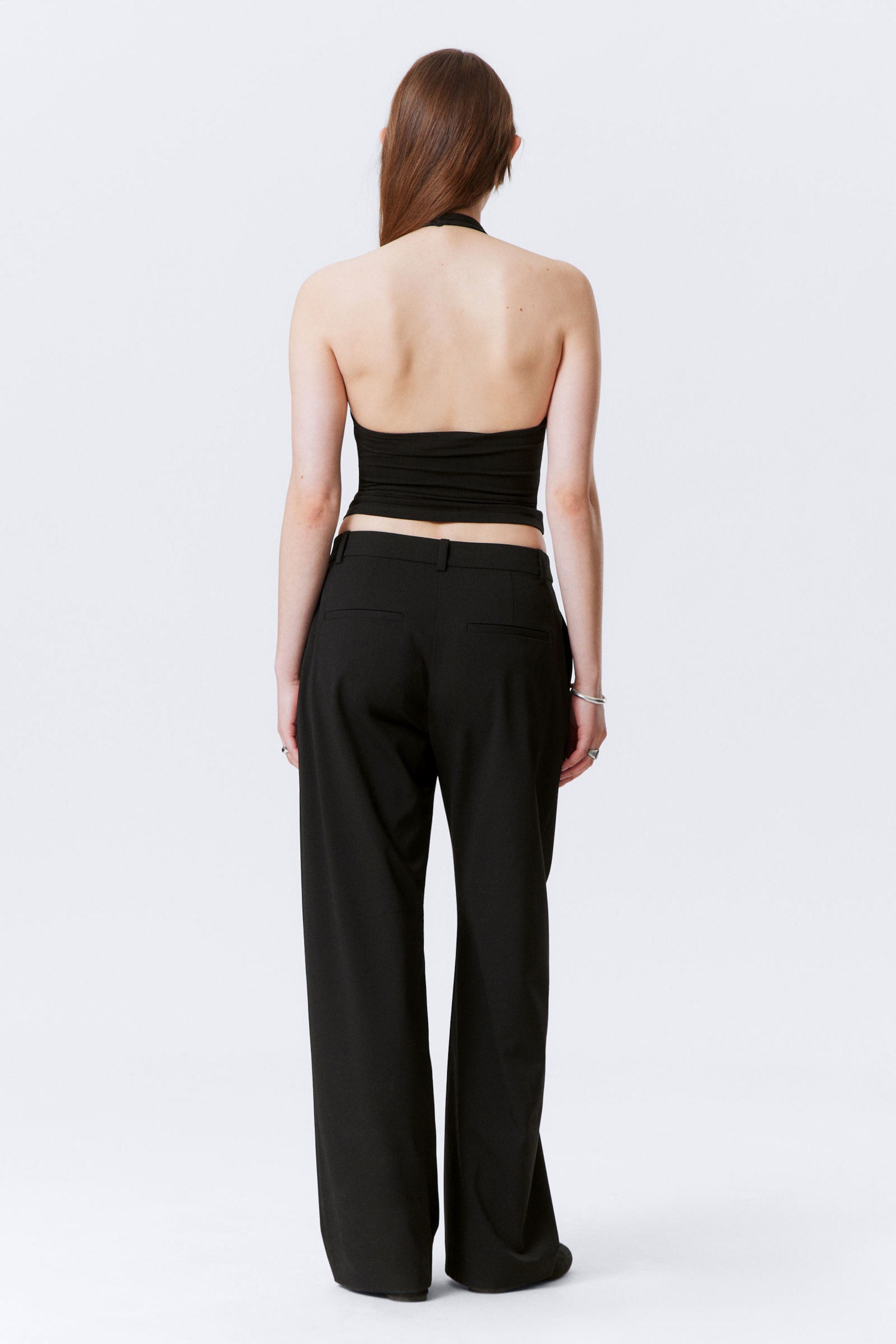 Black - Relaxed Mid Rise Pleated Suiting Trousers - 2