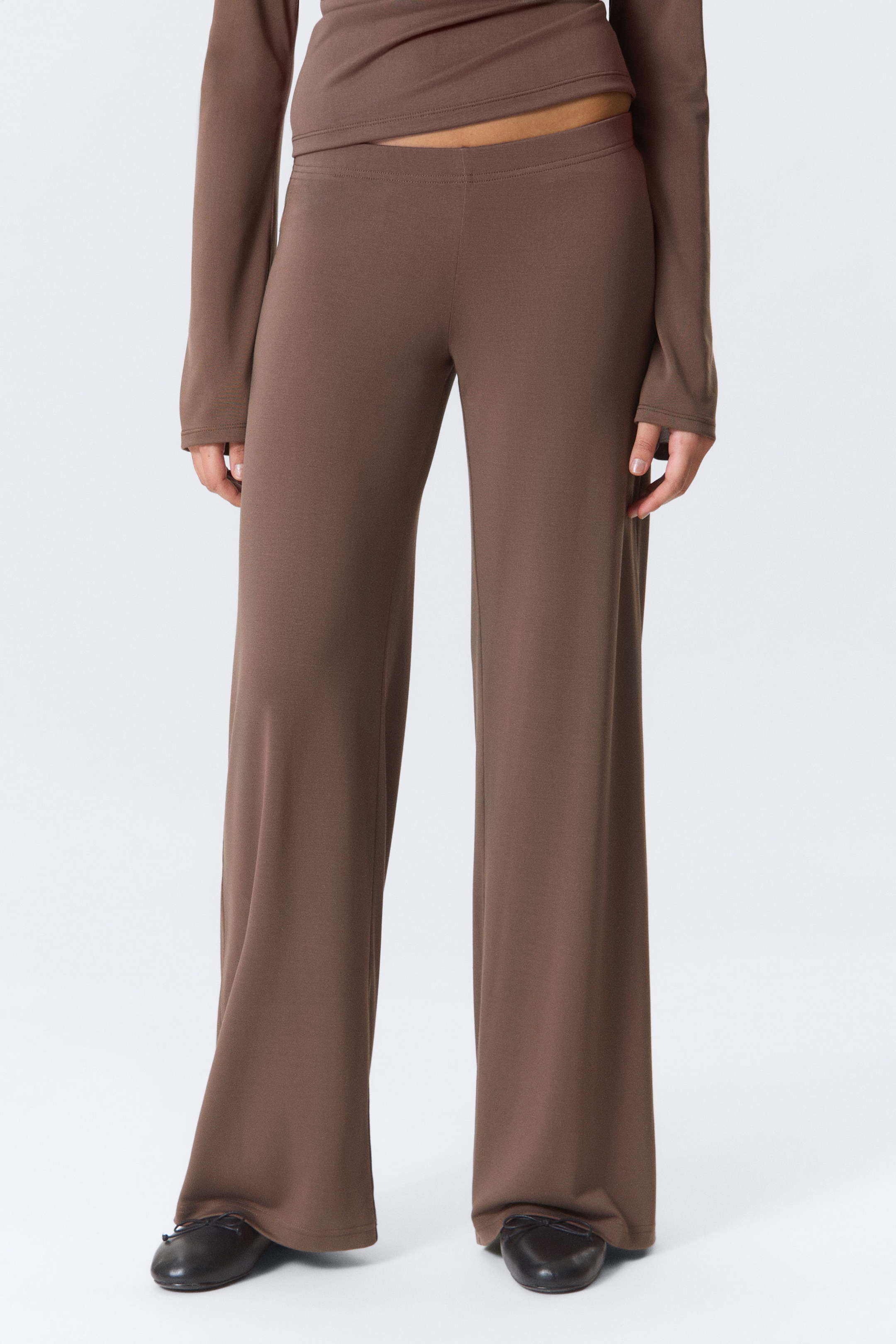 Washed Mole - Soft Low Rise Loose Wide Leg Trousers - 2