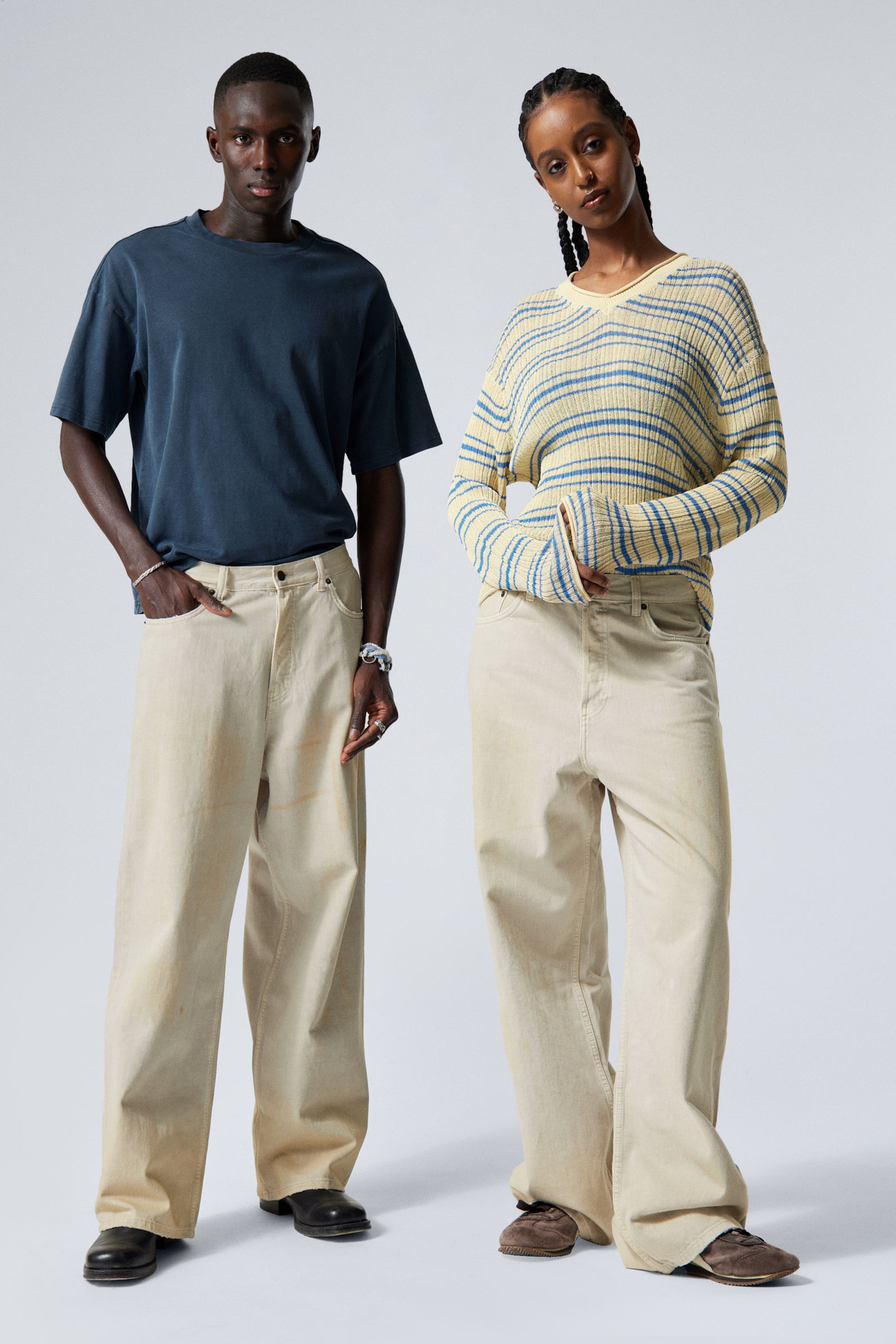 #DFD7CA - Astro Loose Baggy Leg Jeans - 1