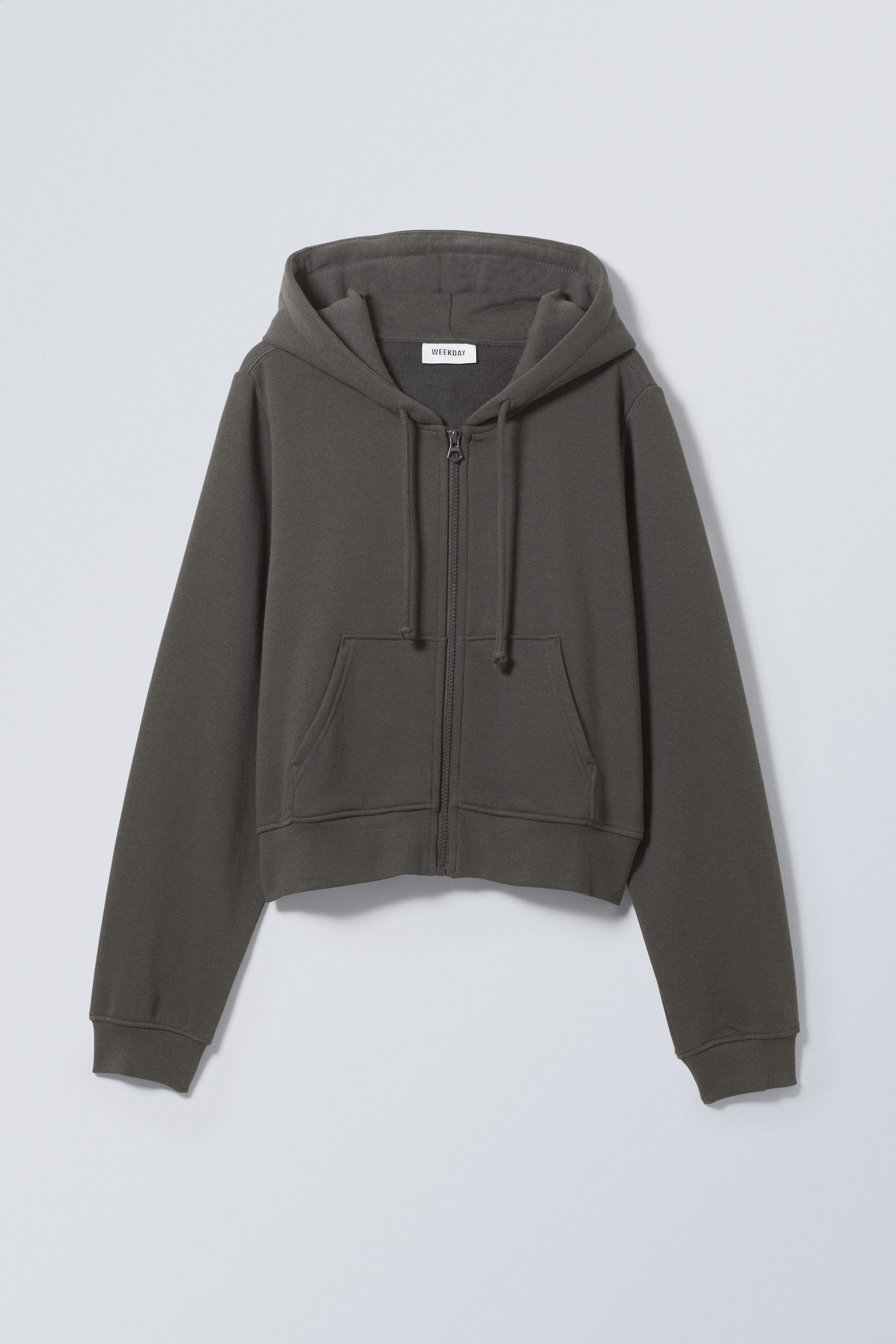 Dunkelgrau - Mini-Kapuzenjacke mit Reißverschluss - 1