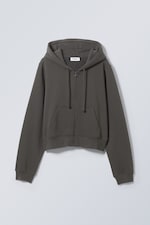 Dunkelgrau - Mini-Kapuzenjacke mit Reißverschluss - 0
