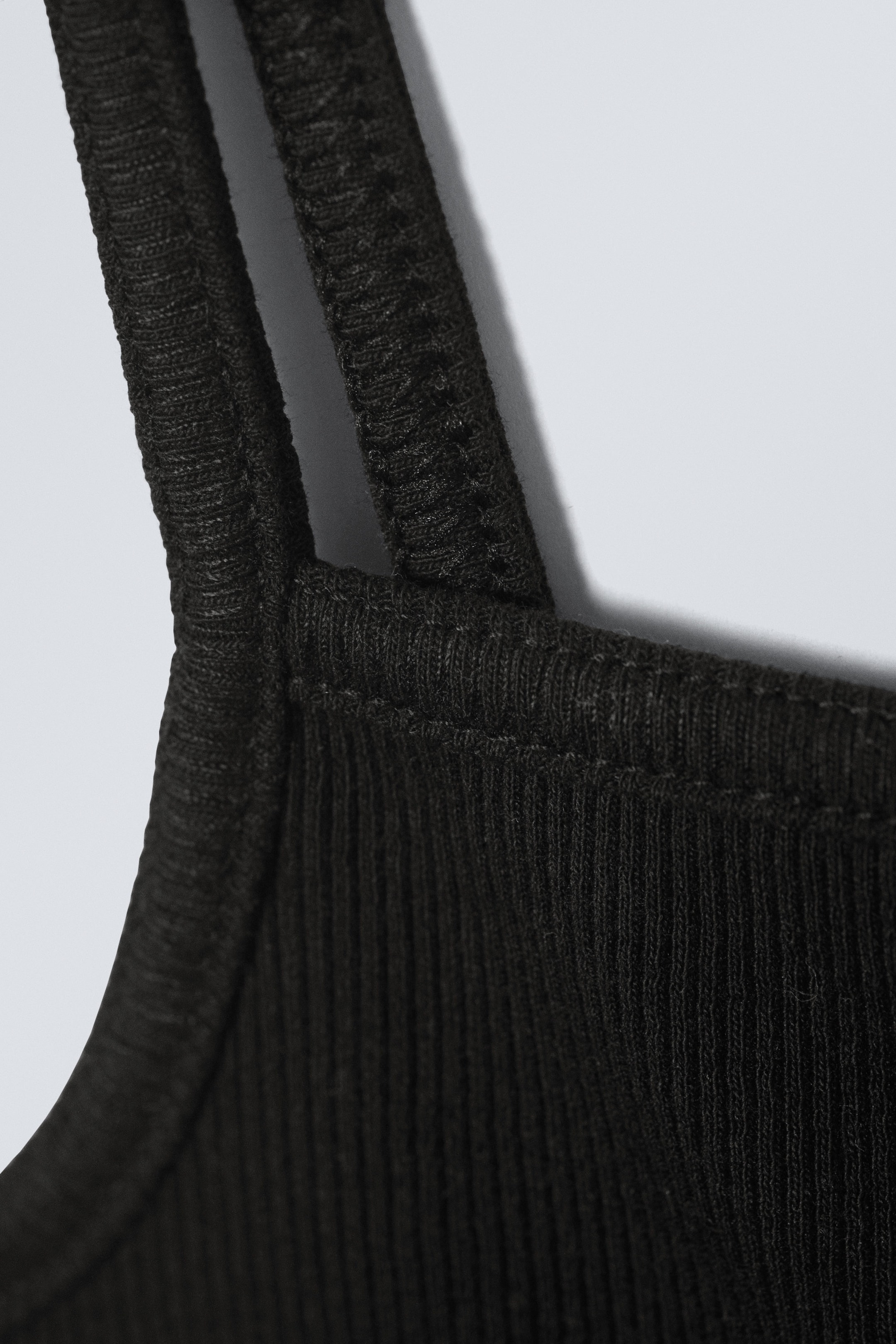 Black - Square Neck Rib Singlet - 1