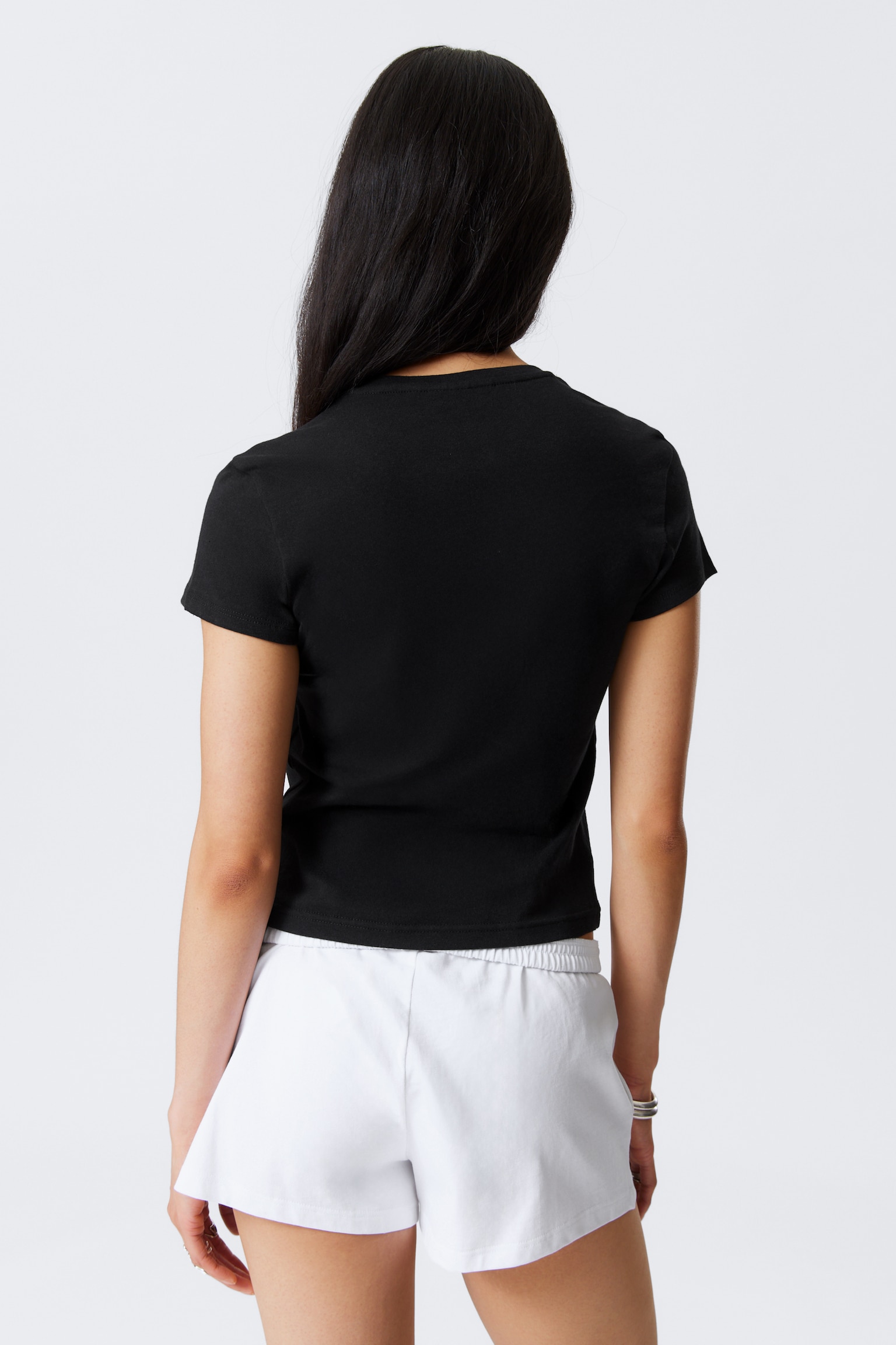Smal kortärmad t-shirt i bomull - Svart/Vit/Off-white - 6
