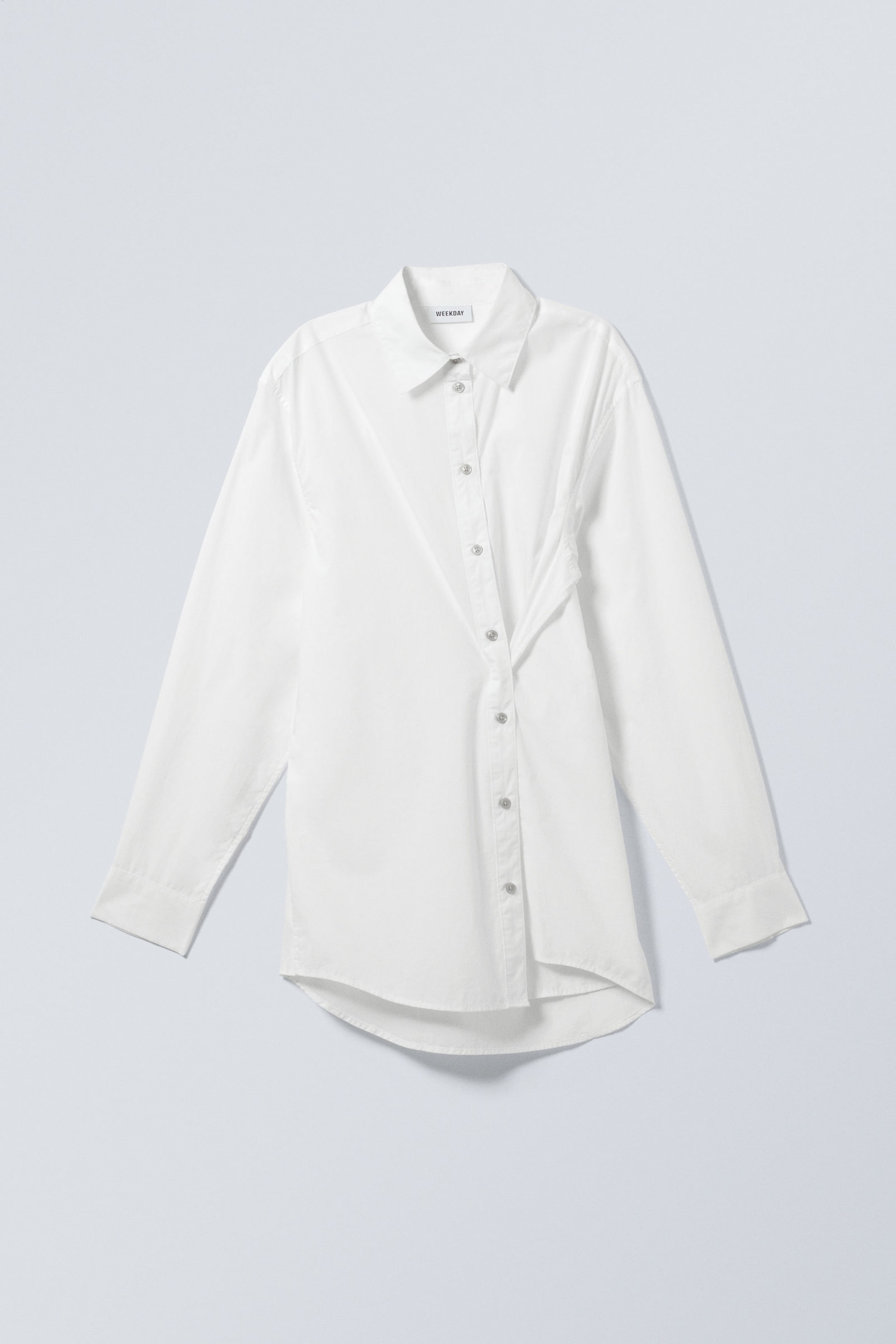 White - Buttoned Poplin Wrap Shirt - 1