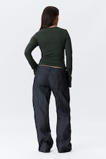 Striped Dark Green - Long Sleeve Cotton Top - 3