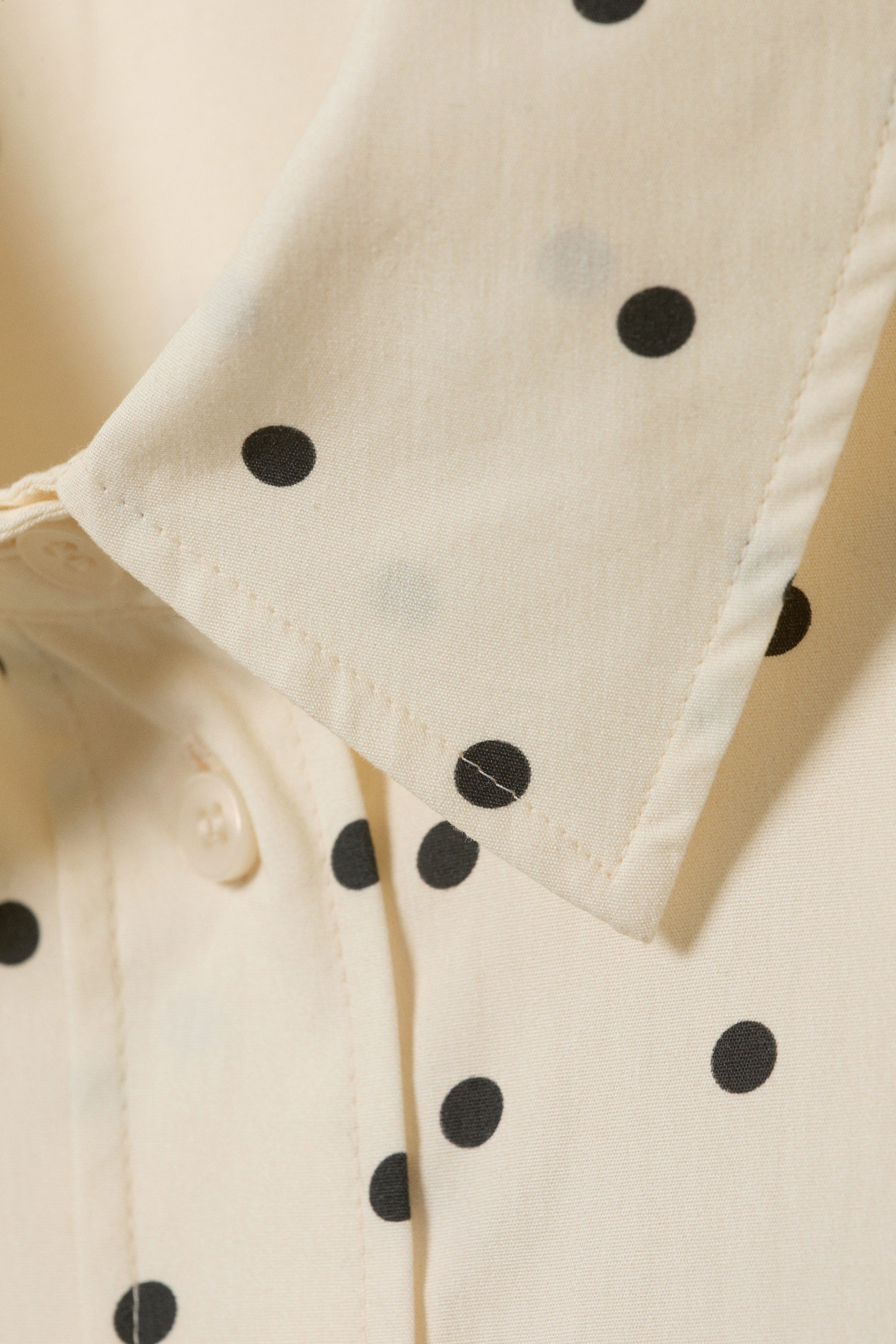 Light Yellow - Dot - Oversized Long-Sleeved Shirt - 5