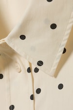 Light Yellow - Dot - Oversized Long-Sleeved Shirt - 5