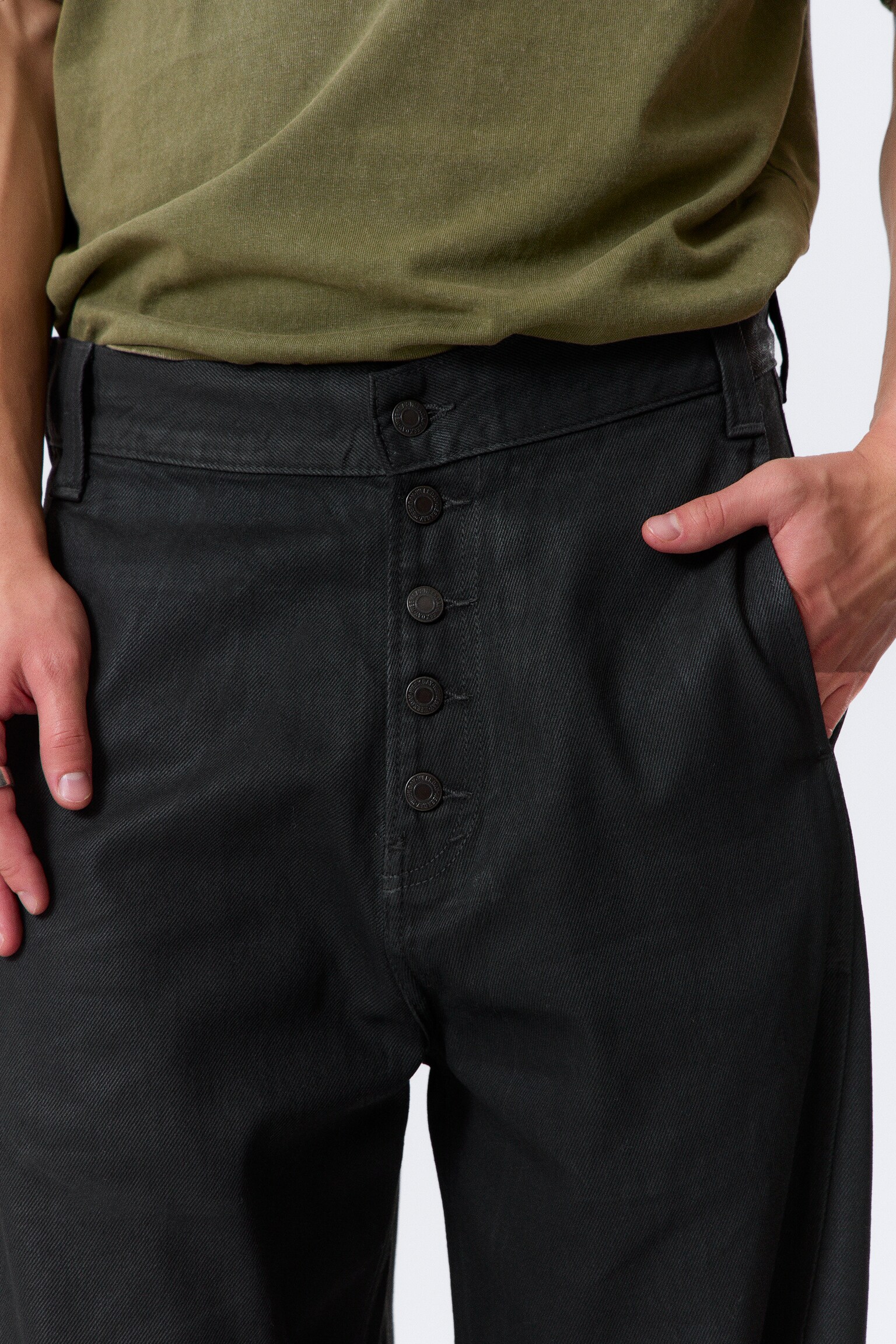 Astro Loose Utility Baggy Leg Jeans - Black Coating - Svart
