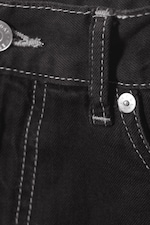 Tintenschwarz - Galaxy Mid Waist Loose Denim Shorts - 1