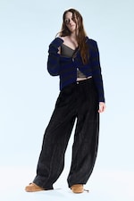 Black Rinse - Schwarz - Dunno Unisex Low Rise Loose Barrel Leg Jeans - 2