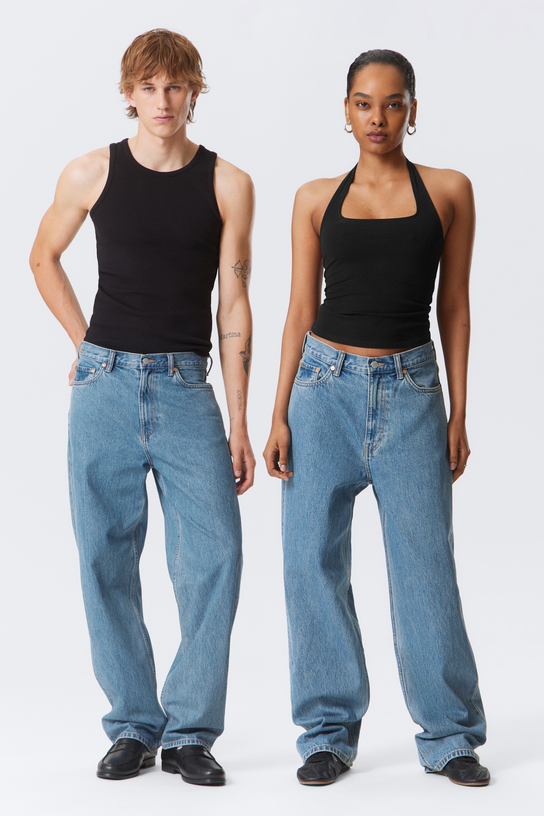 Zobacz większy obraz: Dżinsy Galaxy Loose Straight Leg - 90s Blue - Medium Blue - ON | H&M PL 1