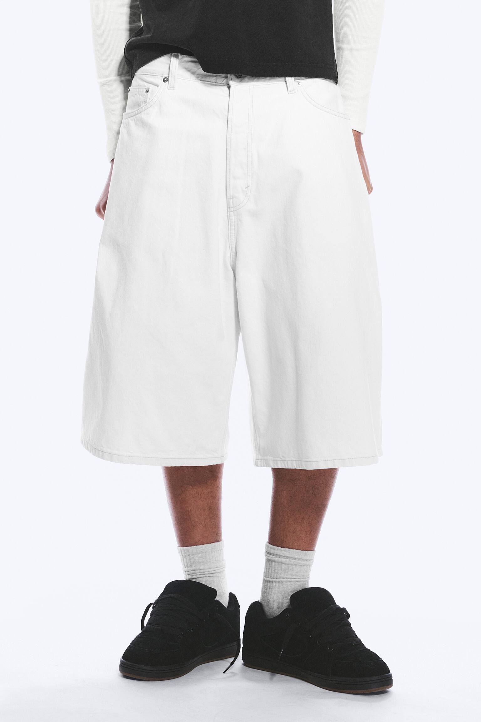 Void Mid Rise Loose Long Denim Shorts - Dirty White - White/Honey Blue - Light Blue/Blue Rinse - Dark Blue/Ghost Blue - Light Blue - 3