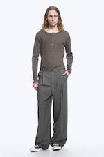 Dark Grey Melange - Uno Loose Suit Trousers - 0