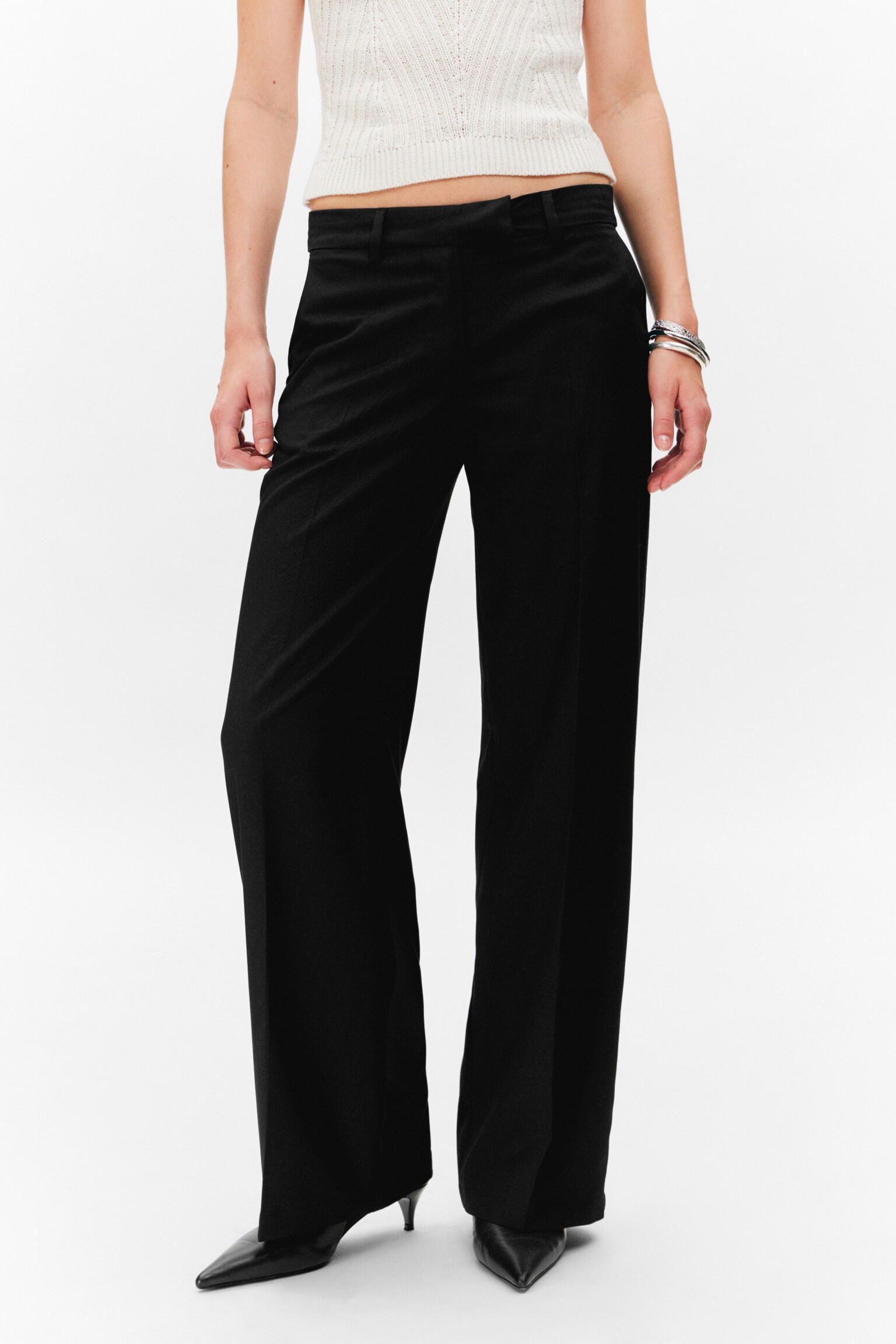 Low Rise Suiting Trousers - Black/Brown Pinstripe - 4