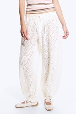 Dusty White Lace - Kanten broek met lage taille en trekkoord - 1