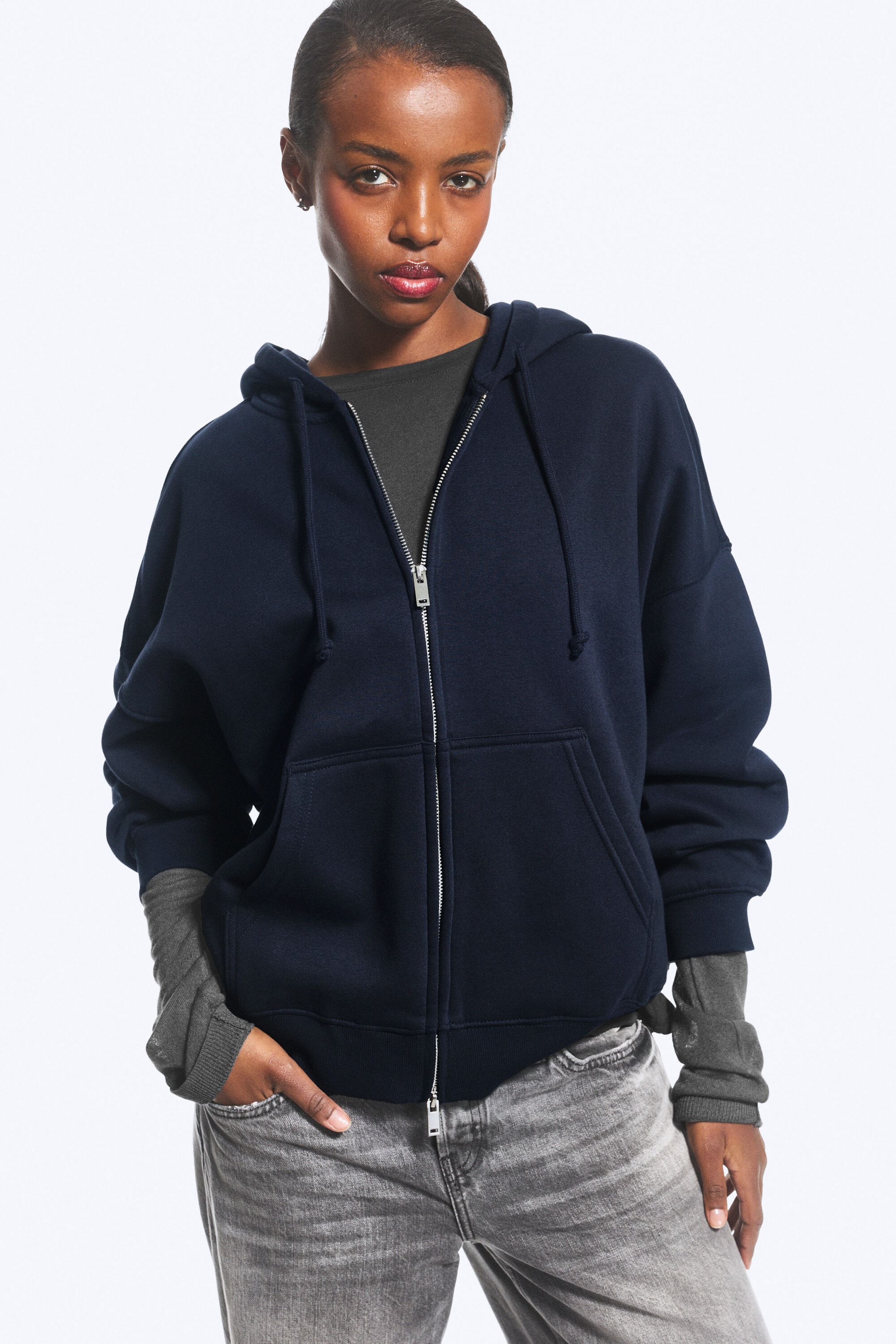 Dark Blue - Standard zip hoodie - 1