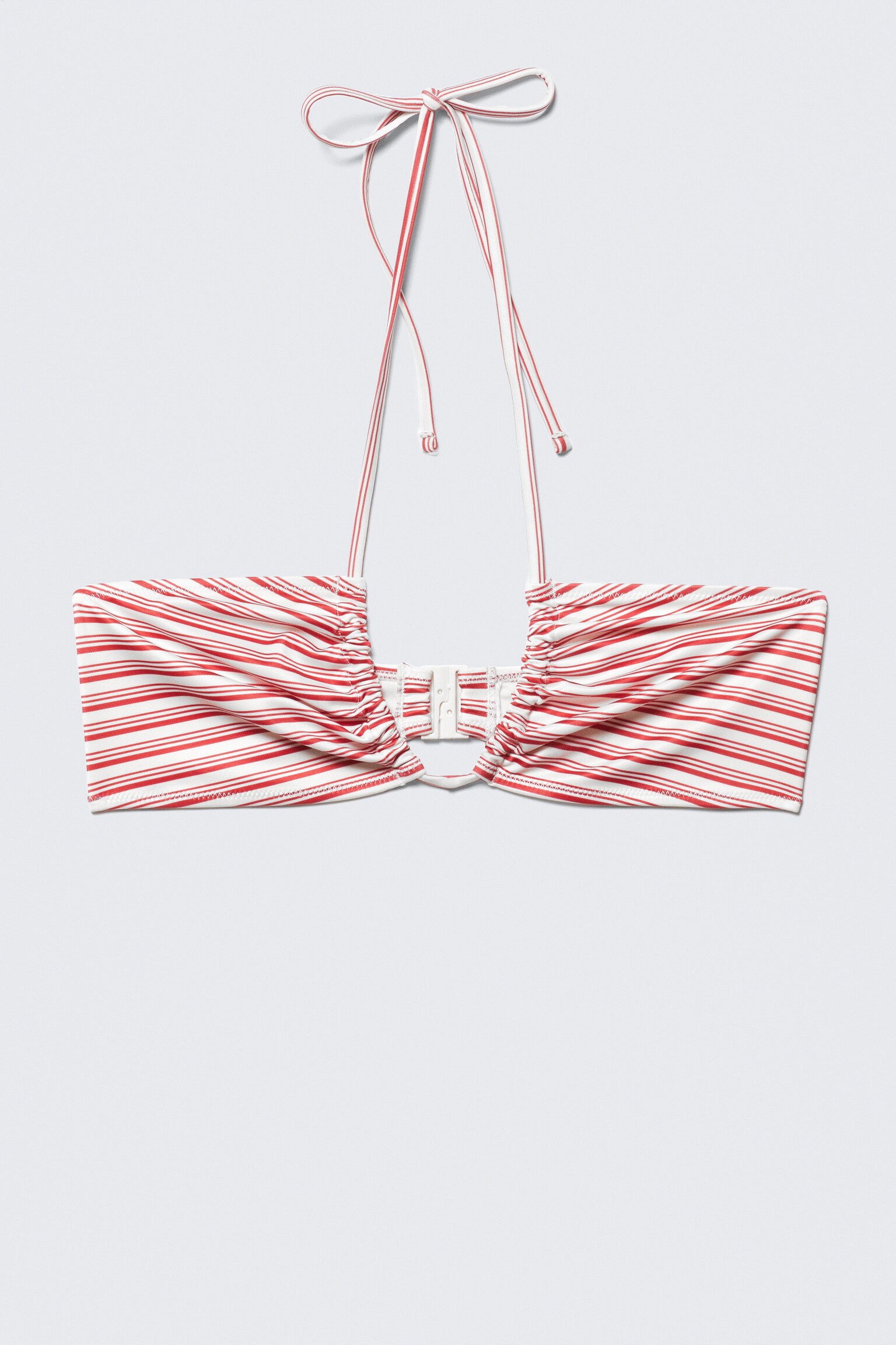Haut de maillot bandeau imprimé et froncé - Red Multi Stripe