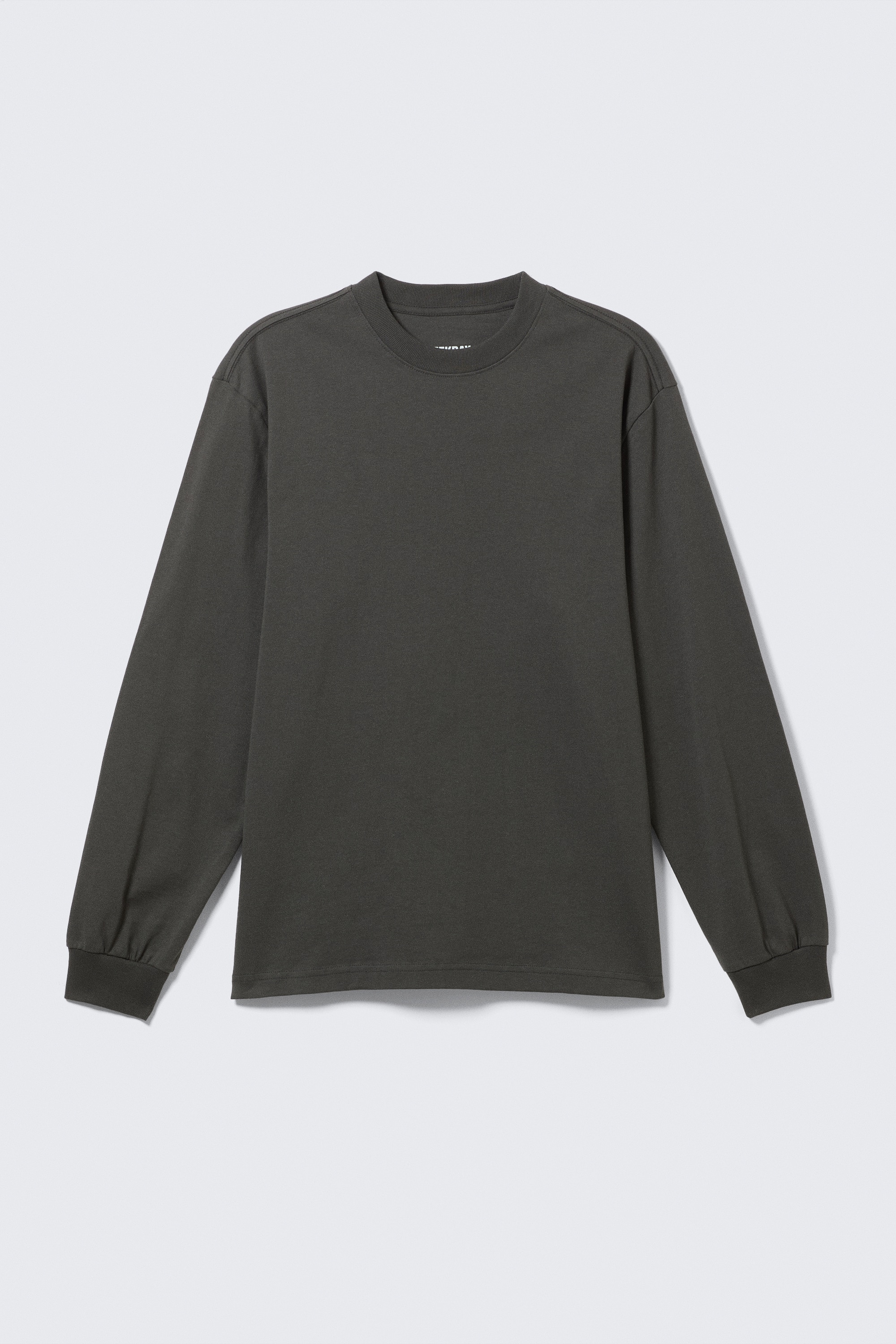 T-shirt de Manga Comprida Relaxada - Cinzento-escuro/Preto/Branco