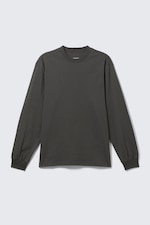 Mörkgrå - Relaxed långärmad T-shirt - 0