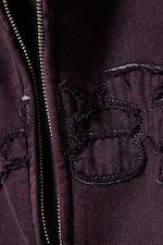 Burgundy - Square Graphic Zip Hoodie - 5