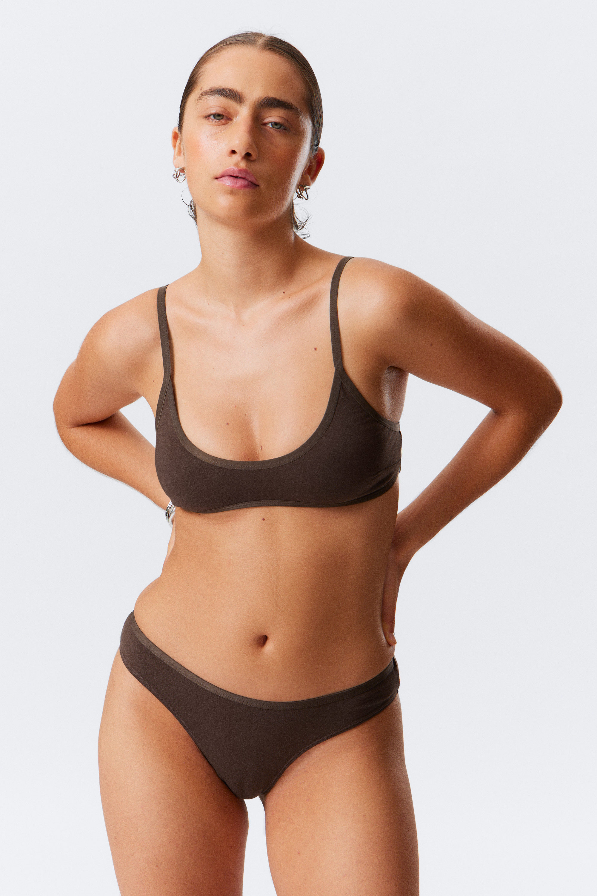 Dark Brown - 3-pack Inez Brazilian Cotton Briefs - 1